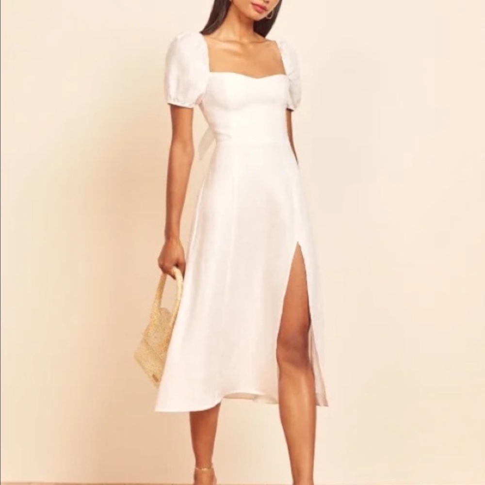 Reformation White Denver Linen Dress Size 12